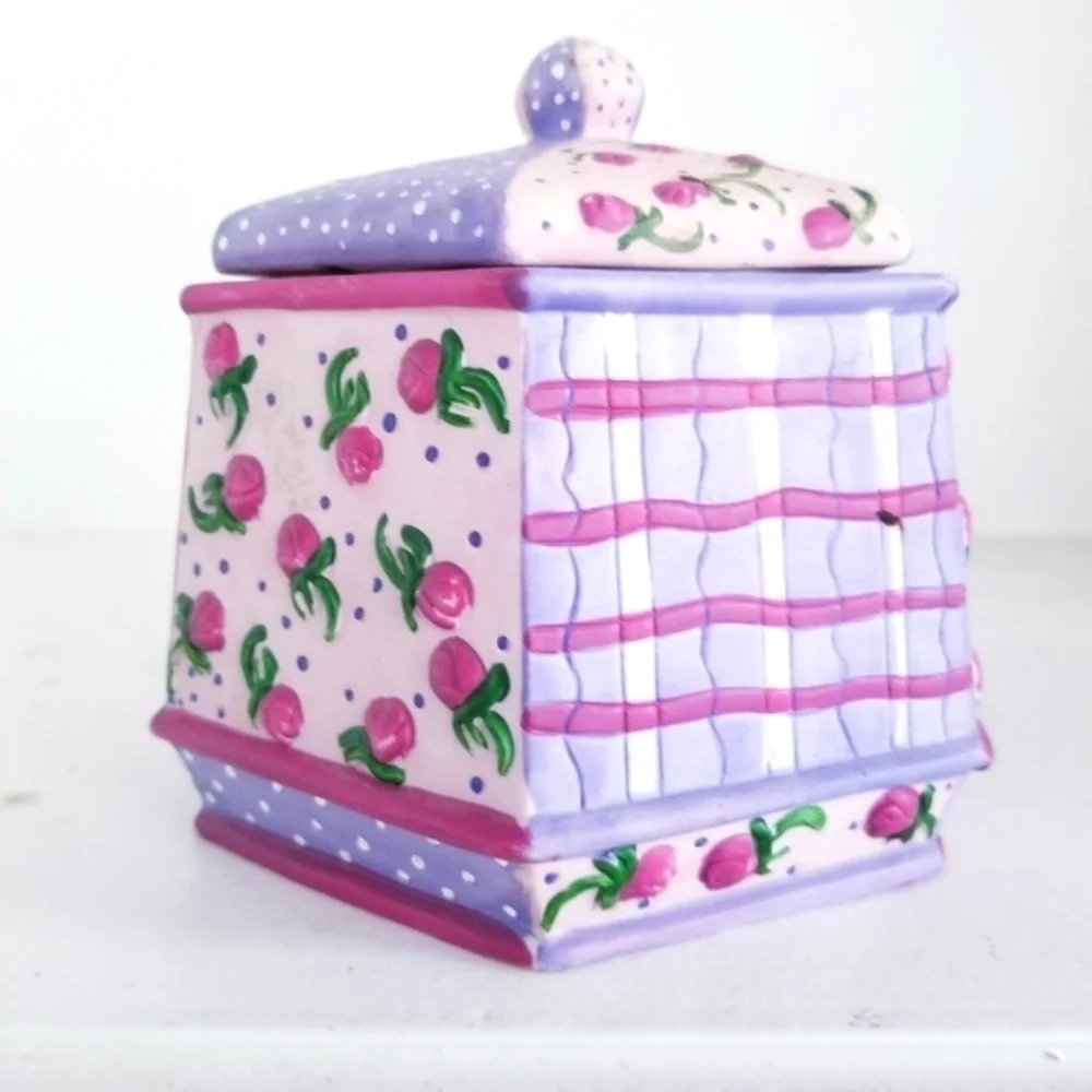 Ceramic Tea Canister Vintage Sweet Shabby Chic LoveShack Fancy Floral Coquette